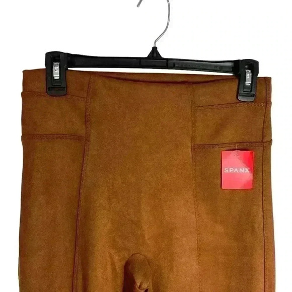 SPANX Faux Suede Leggings High Rise Rich Caramel Size Medium - Picture 4 of 12